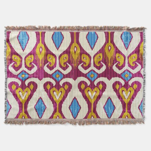 Traditional ikat fabric design throw blanket