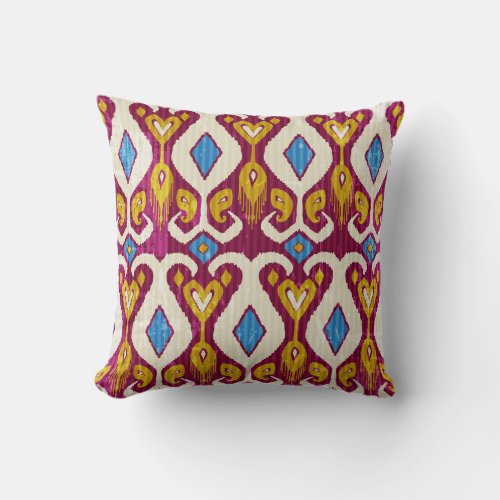 Traditional ikat fabric design throw pillow
