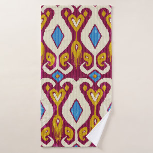 Traditional ikat fabric seamless pattern bath towel