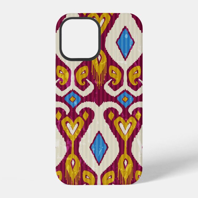 Traditional ikat fabric seamless pattern iphone case (Back)