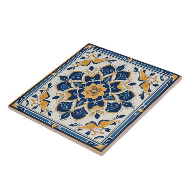 Traditional India Traditional Ornamental Art 4 Ceramic Tile (Side)