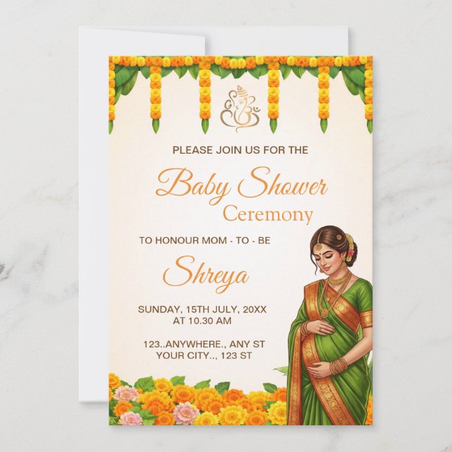 Traditional Indian Baby Shower Invitation (Front)