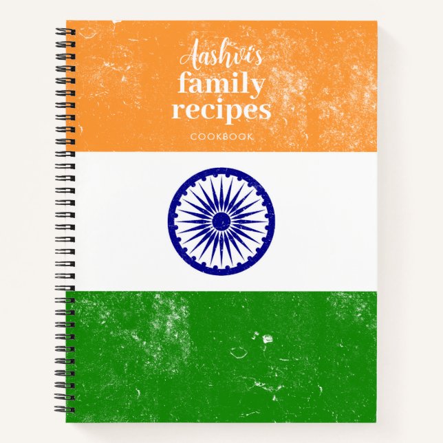 Traditional Indian Flag Family Recipe Cookbook  Notebook (Front)