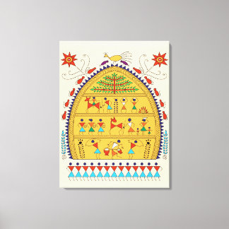 Traditional Indian Folk Art Canvas – Handcrafted  Print