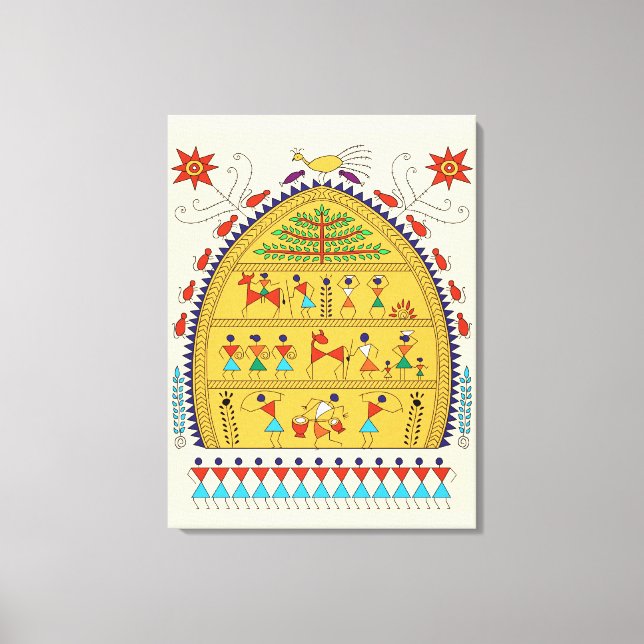 Traditional Indian Folk Art Canvas – Handcrafted  Print (Front)