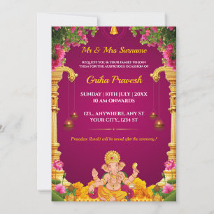 Traditional Indian Griha Pravesh Card