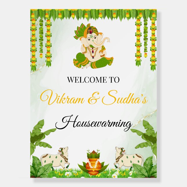 Traditional Indian Housewarming Welcome Board (Front)