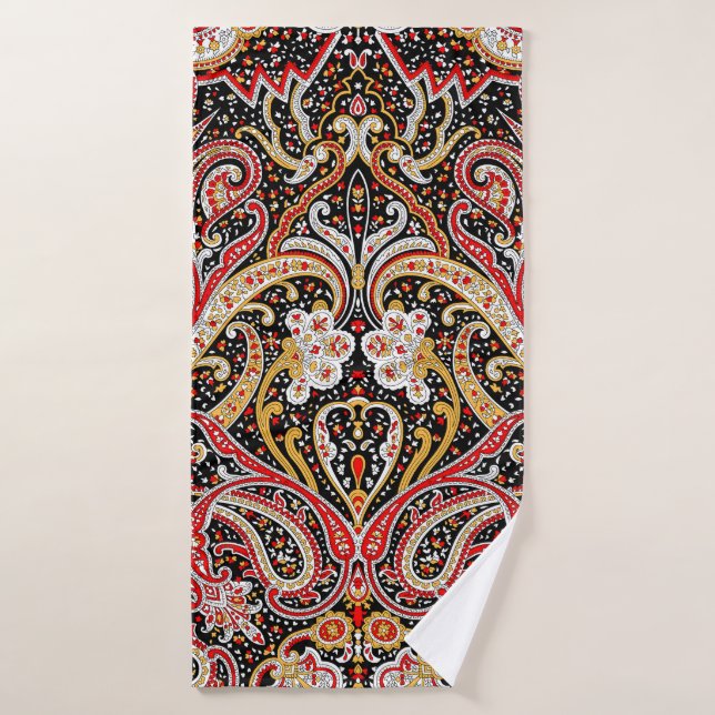 traditional indian paisley pattern bath towel (Bath Towel)