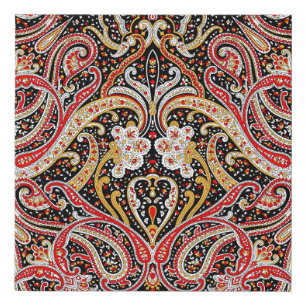 traditional indian paisley pattern faux canvas print