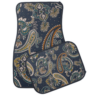 Traditional Indian Paisley pattern on backgroundpa Car Floor Mat
