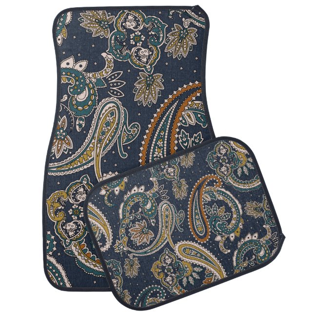 Traditional Indian Paisley pattern on backgroundpa Car Floor Mat (Set)