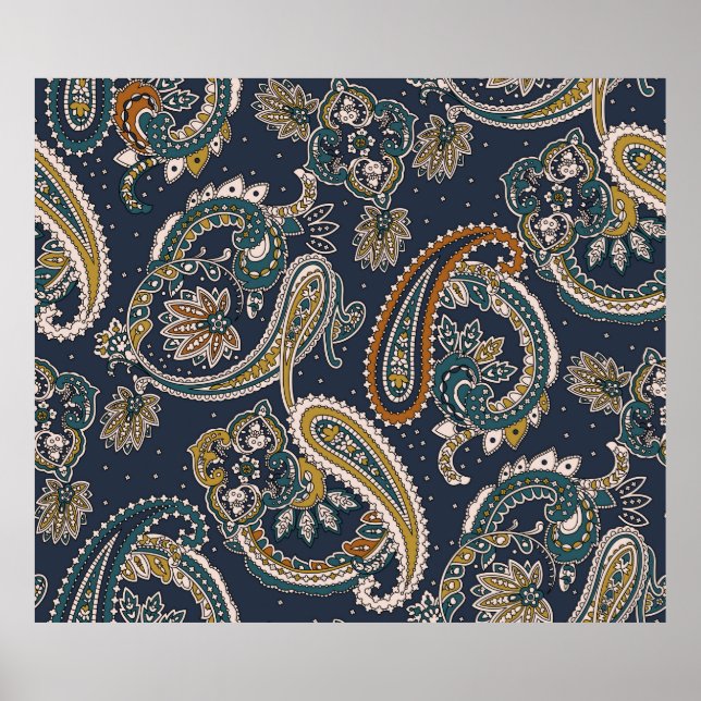 Traditional Indian Paisley pattern on backgroundpa Poster (Front)