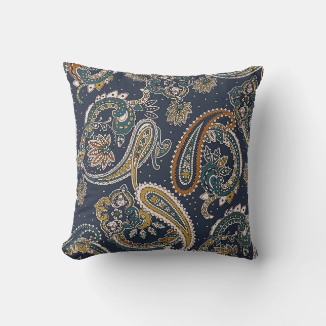 Traditional Indian Paisley pattern on backgroundpa Throw Pillow (Front)