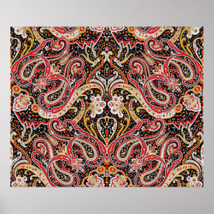 traditional indian paisley pattern poster