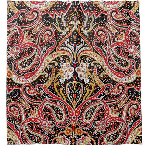 traditional indian paisley pattern shower curtain