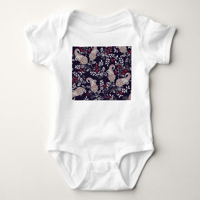 Traditional Indian paisley, seamless pattern. Baby Bodysuit (Front)