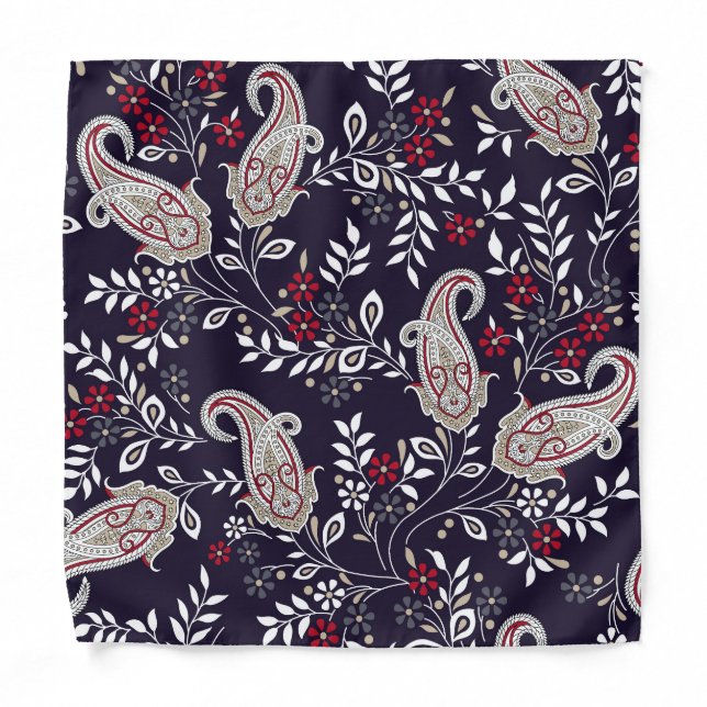 Traditional Indian paisley, seamless pattern. Bandana (Front)