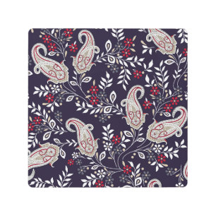 Traditional Indian paisley, seamless pattern. Metal Print