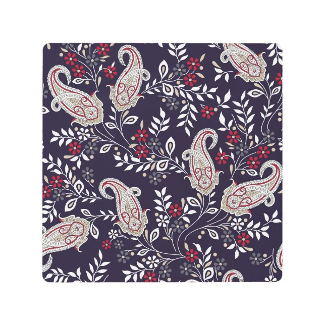 Traditional Indian paisley, seamless pattern. Metal Print (Front)