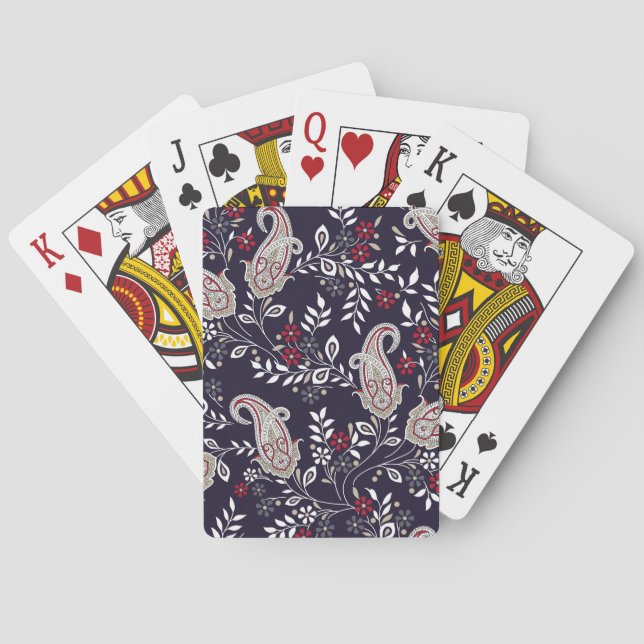 Traditional Indian paisley, seamless pattern. Poker Cards (Back)