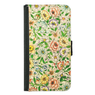 Traditional Indian Spring Floral Design Samsung Galaxy S5 Wallet Case