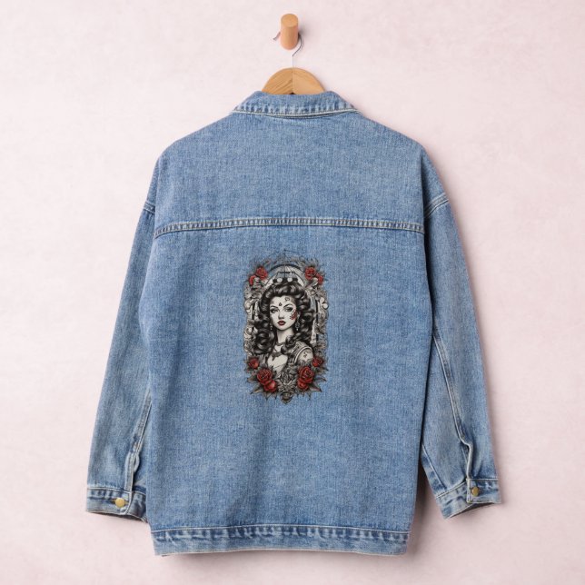 Traditional Ink: Black and White Salon Flash Tatto Denim Jacket (Hangar)