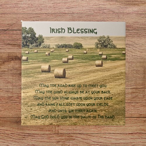 Traditional Irish Blessing Farm Hay Bales Ceramic Tile