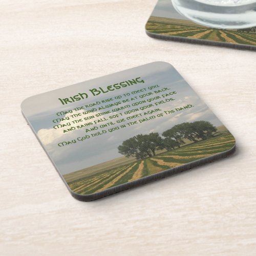 Traditional Irish Blessing Farmland Beverage Coaster