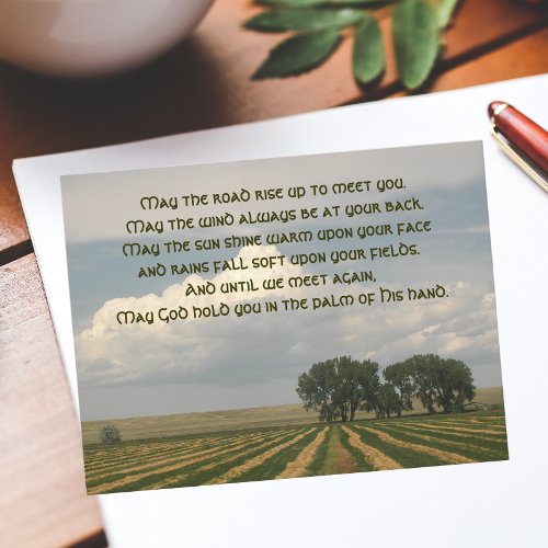 Traditional Irish Blessing Farmland Postcard