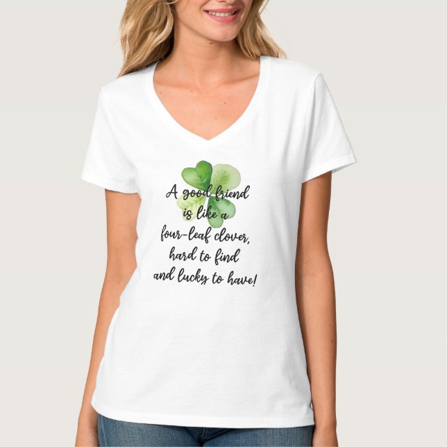 Traditional Irish Blessing Four Leaf Clover Design T-Shirt (Front)