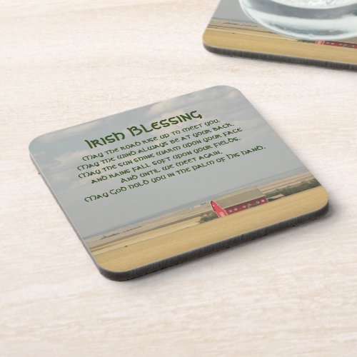 Traditional Irish Blessing Golden Wheat Fields Beverage Coaster