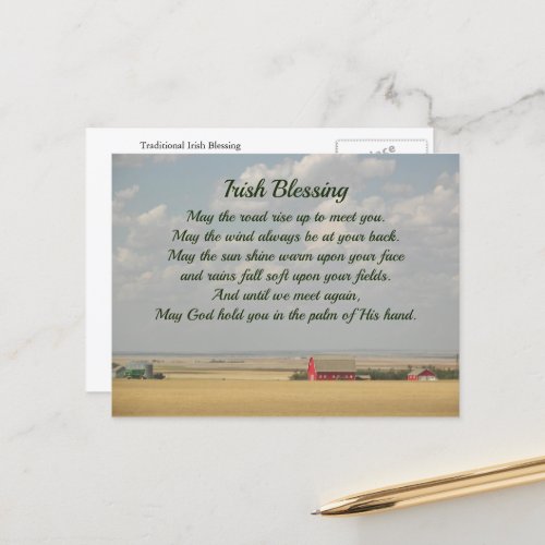 Traditional Irish Blessing Golden Wheat Fields Postcard