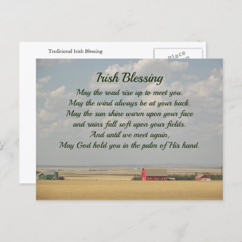 Traditional Irish Blessing Golden Wheat Fields Postcard