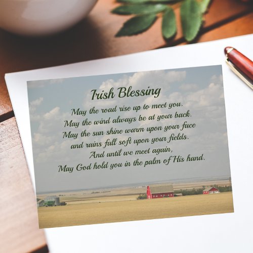 Traditional Irish Blessing Golden Wheat Fields Postcard