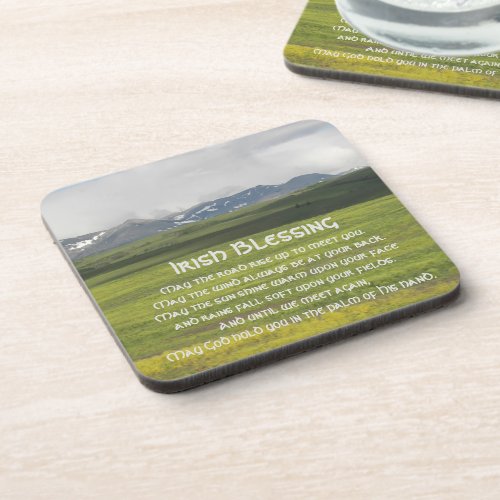 Traditional Irish Blessing Green Valley Beverage Coaster
