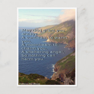 Traditional Irish Blessing, Ireland coastline Postcard