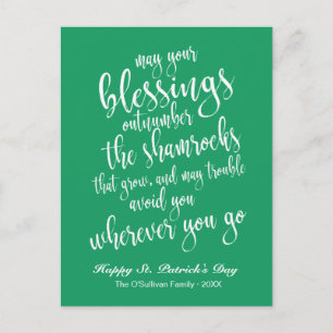 Traditional Irish Blessing St. Patrick's Day Postcard