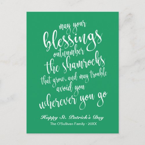 Traditional Irish Blessing St Patricks Day Postcard