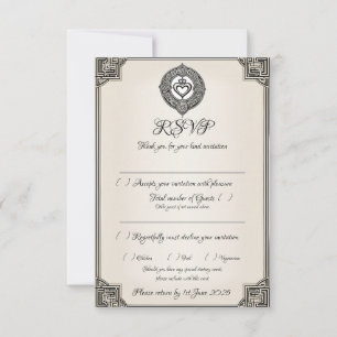 Traditional Irish Celtic Knot & Claddagh Ring RSVP Card