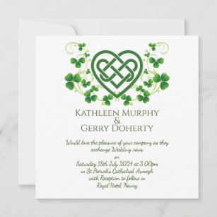 Traditional Irish Celtic Love Knot and Shamrocks Invitation