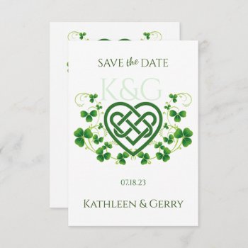 Traditional Irish Celtic Love Knot And Shamrocks Save The Date by IRELAND_BUY_DESIGN at Zazzle
