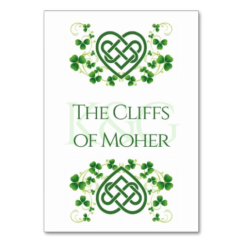 Traditional Irish Celtic Love Knot and Shamrocks T Table Number