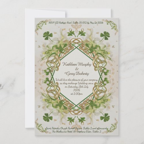 Traditional Irish Celtic Love Knot  Shamrock Invitation