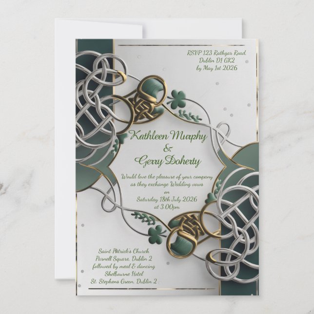 Traditional Irish Celtic Motifs & Pattern Invitation (Front)