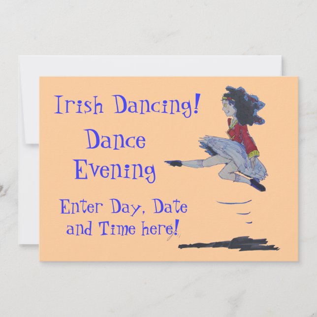 Traditional Irish Dancing Cartoon Invitation (Front)