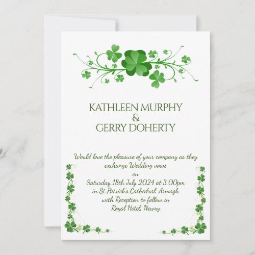 Traditional Irish Shamrocks Celtic Clover Invitation