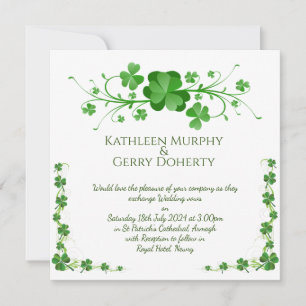 Traditional Irish Shamrocks Celtic Clover Invitation