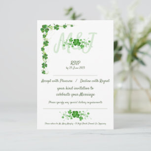 Traditional Irish Shamrocks Celtic Clover RSVP Card