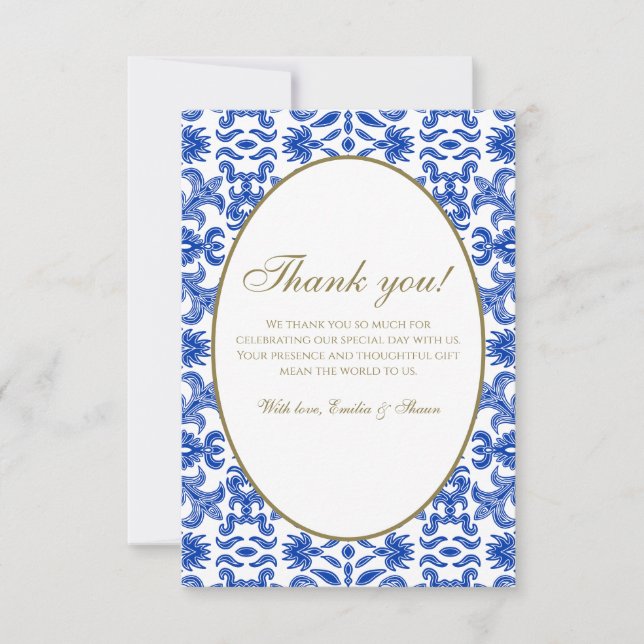 Traditional Italian Blue Thank You Card (Front)