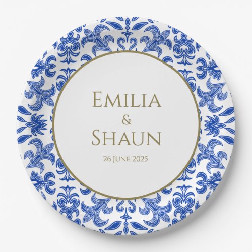 Traditional Italian Blue Wedding Paper Plate